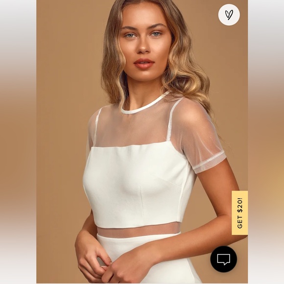 Lulu’s Way We Love White Mesh Short Sleeve Bodycon Dress Size M - Picture 3 of 5